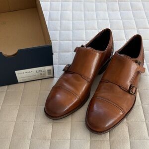 Cole Haan Men's Warner Gran Monk British Tan Leather Oxfords